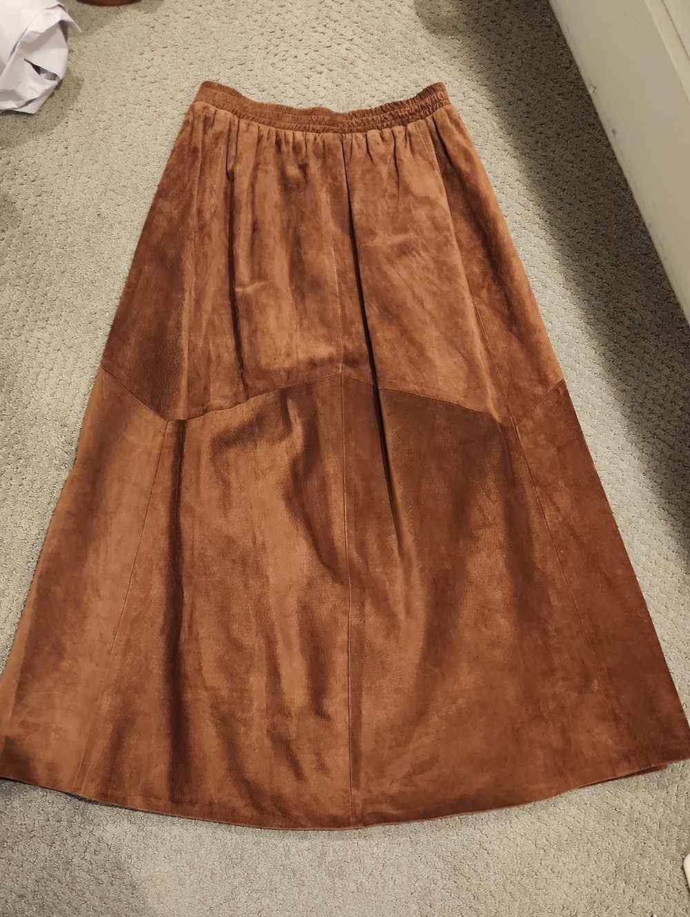 VINTAGE 1980s BUSHWACKER Classic Brown Suede A-Line Skirt. Large*